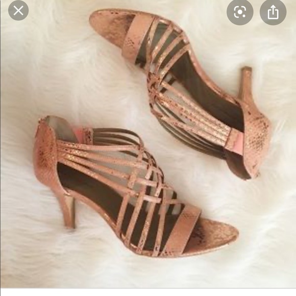 Bandolino Shoes - Metallic Rose gold faux snake skin heels